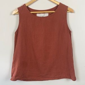 Not Perfect Linen rust sleeveless top Lithuanian